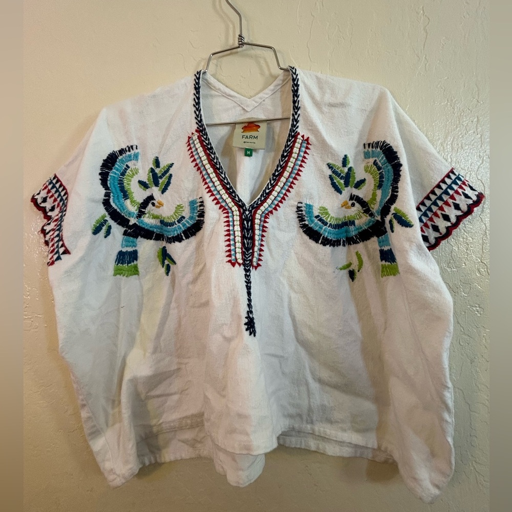 FARM Rio White Embroidered Blouse Relaxed Fit